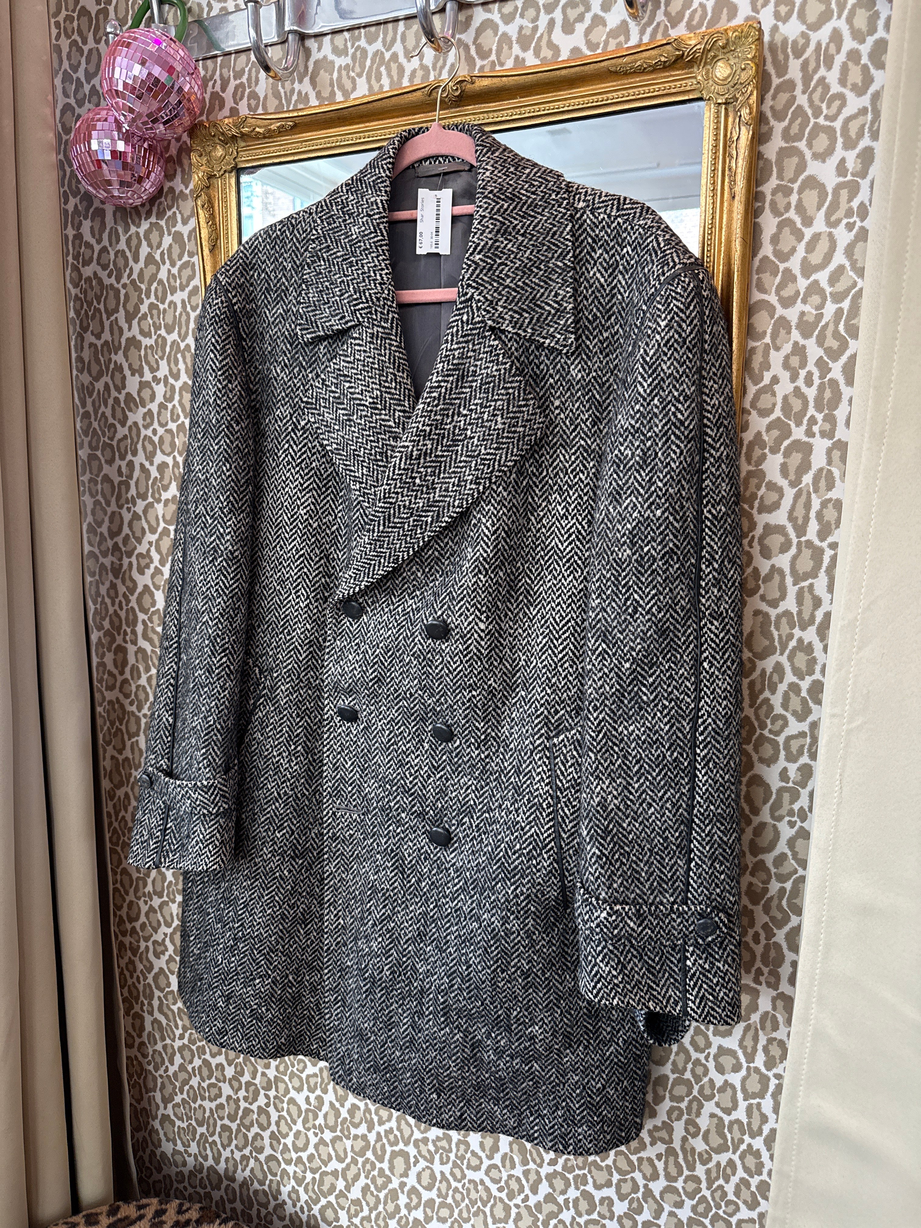 Vintage wollen jas maat L