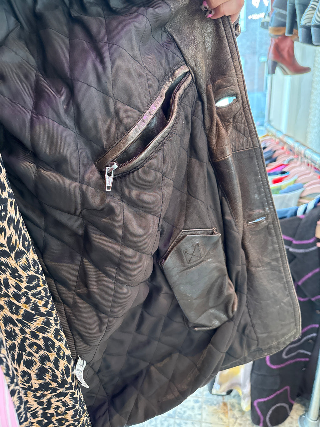 Vintage jas leer maat XL